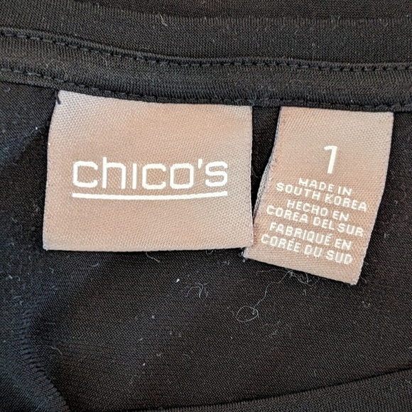 Chico's Black Short Sleeve Shirt 1 M 8 - Picture 4 of 6